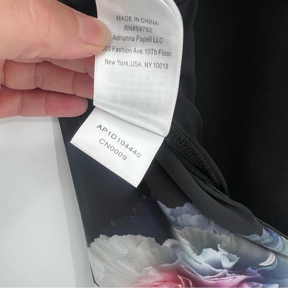 Adrianna Papell Floral Overlay Maxi Wide Leg Jumpsuit in Black Multi Size 16 - Picture 11 of 16